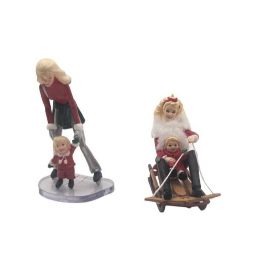 Hallmark Keepsake Ornament Barbie and Kelly 2000 Winter Fun & 2001 On the Ice